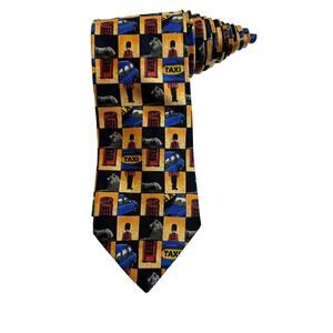 JACQUES ESTIER London Themed Taxi Police Call Box Palace Guard 100% Silk Necktie